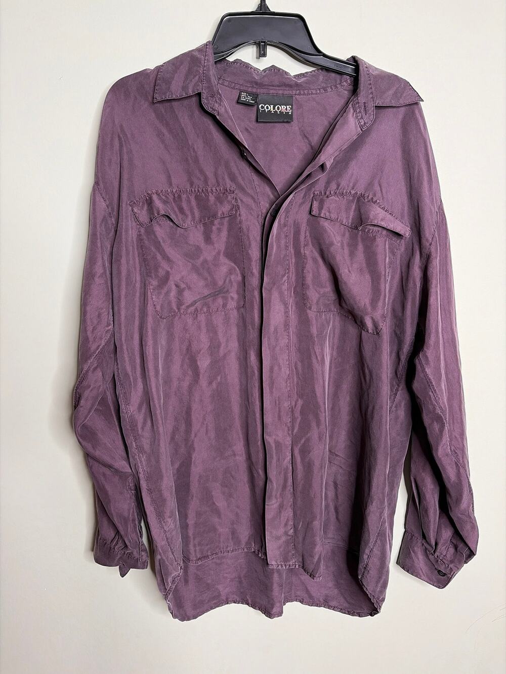 Colore Italia Men's Purple Silk Button Up Shirt Large